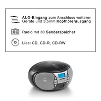 Radio portabil cu CD Kärcher RR 5025-B – radio FM, CD player, intrare AUX, mufă pentru căști, alimentare la rețea și baterii, negru 5