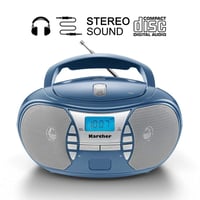 Prenosné rádio s CD prehrávačom Karcher RR 5025-C – CD prehrávač, FM rádio, boombox, AUX-In, napájanie zo siete aj na batérie, modré 2