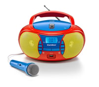 Prenosné detské rádio s CD prehrávačom Karcher RR 5026 – Farebný boombox s CD prehrávačom, FM rádiom, USB portom a mikrofónom – Napájanie z batérií a 1