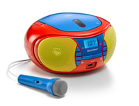 Prenosné detské rádio s CD prehrávačom Karcher RR 5026 – Farebný boombox s CD prehrávačom, FM rádiom, USB portom a mikrofónom – Napájanie z batérií a 2