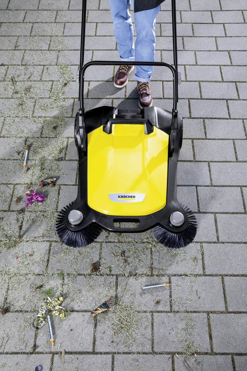 Kärcher S6 Twin Kézi Seprőgép - Kültéri Takarítógép Összecsukható Alumínium Nyéllel, Sárga-Fekete, 15,4 kg