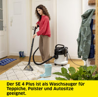 Aspirator cu spălare KÄRCHER SE 4 Plus – furtun flexibil 2 în 1, rază de acțiune 8 m, 1000 W, rezervor 4 L, alb 2