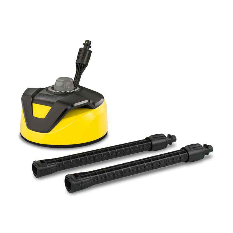 Curățitor de suprafețe Kärcher T-Racer T 5 pentru suprafețe mari - Protecție împotriva stropirii, două duze cu jet plat, negru-galben