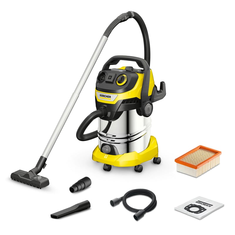 Aspirator umed-uscat Kärcher WD 6 P S V-30/8/35/T, 1300W, rezervor inox 30L, furtun 3,5m, filtru cu pliuri plate, funcție de suflare