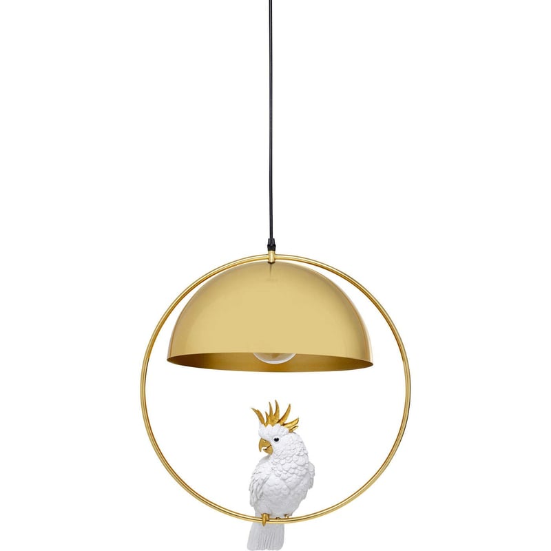 Závesná lampa Kare Design Animal Cockatoo, zlatá/biela, oceľový rám a tienidlo, otočná, ručná výroba, 60x46x46 cm