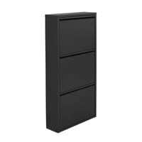 Kare Design Caruso botník čierny kov s 3 výklopnými dverami na 6 párov topánok úzky vysoký úložný priestor na topánky do predsiene 104x50x15 cm 6