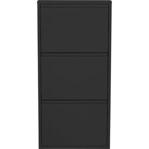 Kare Design Caruso ormarić za cipele, crni metal, s 3 vrata na preklop, za 6 pari cipela, uski visoki stalak za cipele za hodnik, 104x50x15 cm