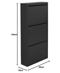 Kare Design Caruso botník čierny kov s 3 výklopnými dverami na 6 párov topánok úzky vysoký úložný priestor na topánky do predsiene 104x50x15 cm 3