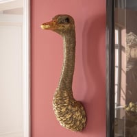Kare Design Ostrich zlatna zidna dekoracija s motivom noja, ukras za dnevni boravak, 72x19x25 cm 2