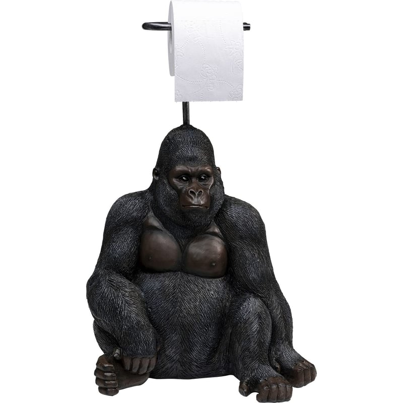 Kare Design držač za rolu papira figura sjedećeg gorile, ručno izrađen dodatak za kupaonicu, 51 cm, crni
