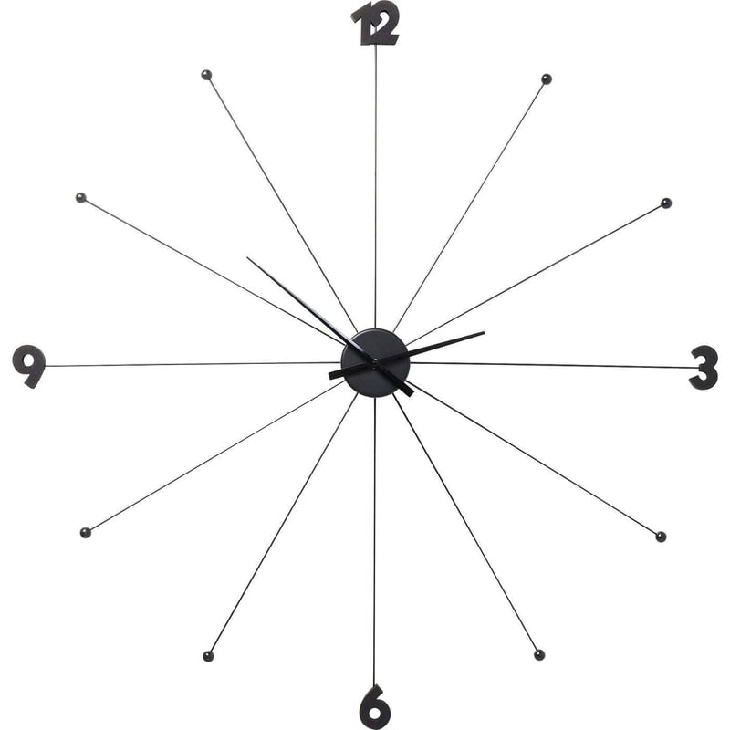 Ceas de perete Kare Design Umbrella – aluminiu negru, diametru 100 cm