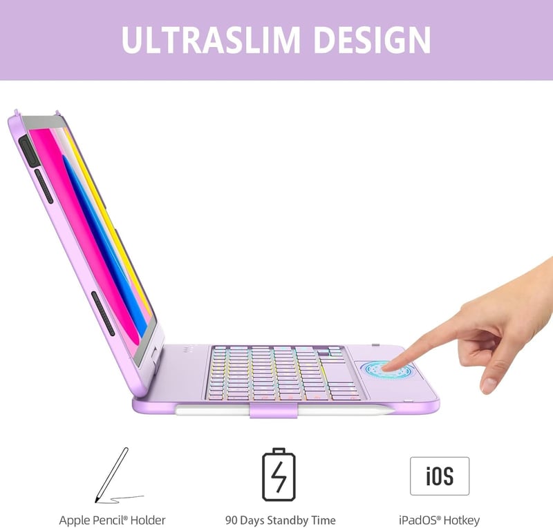 KARFUN iPad 10/11 Billentyűzetes Tok 360° Forgatható Bluetooth QWERTZ Trackpad