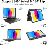 KARFUN iPad 10/11 Billentyűzetes Tok 360° Forgatható QWERTZ Trackpad Fekete - 10.9 inches, black 4