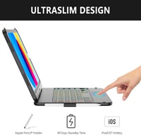 KARFUN iPad 10/11 Billentyűzetes Tok 360° Forgatható QWERTZ Trackpad Fekete - 10.9 inches, black 2