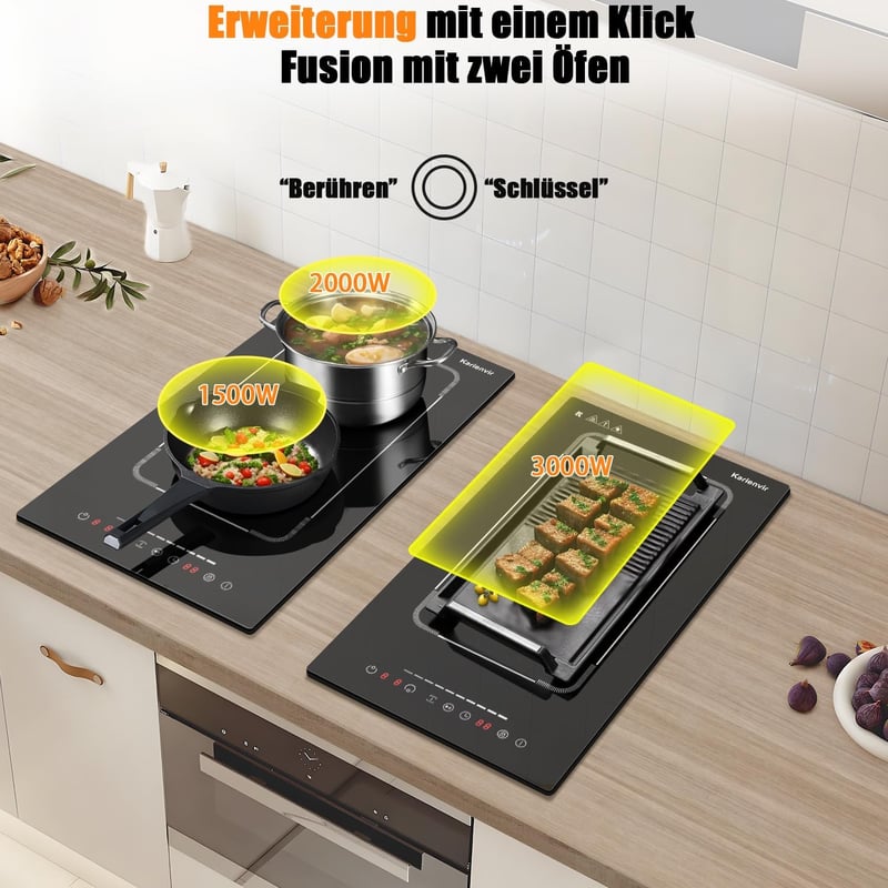 Karienvir 2 égős indukciós főzőlap 30cm, 3500W, érintésvezérlés, időzítő