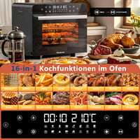 Karienvir 36L Digitális Mini Sütő 1800W - Légkeveréses Hőlégkeverős Sütő Időzítővel, 100-230°C, Olajmentes Sütés, 7 Kiegészítővel 2