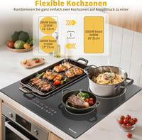 Karienvir 60 cm-es 4 zónás indukciós főzőlap Flex zónákkal, 9 teljesítményfokozat és időzítő 2