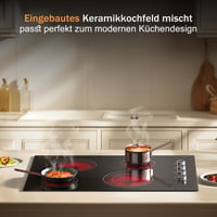 Karienvir 77 cm-es beépíthető kerámia főzőlap 4 égővel, bővíthető zóna, 9 hőfok 4