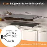 Karienvir 77 cm-es beépíthető kerámia főzőlap 4 égővel, bővíthető zóna, 9 hőfok 7