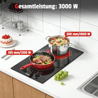 Karinear 2 égőfejes elektromos főzőlap 30 cm, 3000 W, fekete üveg 3