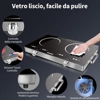 Karinear 2 égőfejes üveg főzőlap 3200W hordozható infravörös timer funkcióval 6