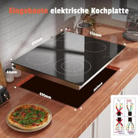 Karinear 4 égőfejes beépíthető kerámia főzőlap 60cm, dupla bővíthető zóna, érintésvezérlés, időzítő - 4 Zone Touch 6600w Standard 4