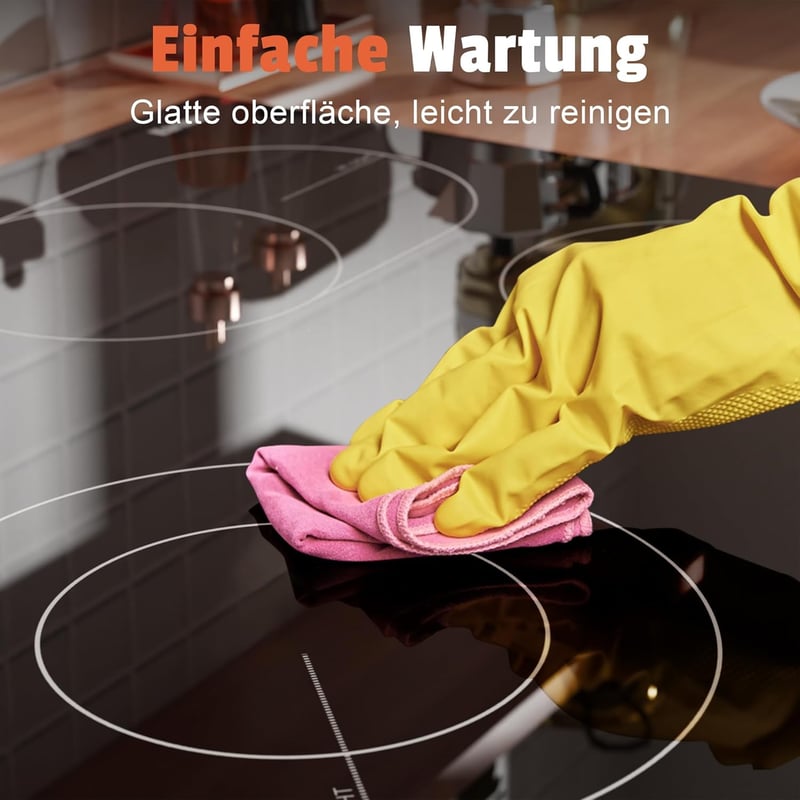 Karinear 4 égőfejes beépíthető kerámia főzőlap 60cm, dupla bővíthető zóna, érintésvezérlés, időzítő - 4 Zone Touch 6600w Standard