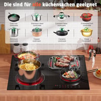 Karinear 4 égőfejes beépíthető kerámia főzőlap 60cm, dupla bővíthető zóna, érintésvezérlés, időzítő - 4 Zone Touch 6600w Standard 6