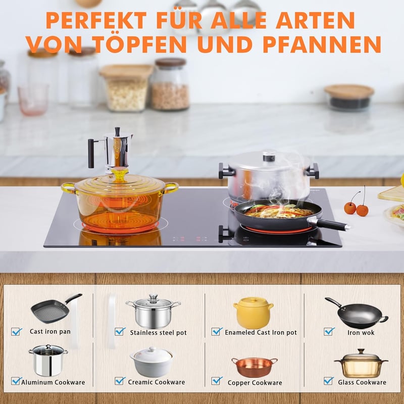 Karinear 4 égőfejes üvegkerámia főzőlap 60cm, beépíthető, érintésvezérlés, 6000W
