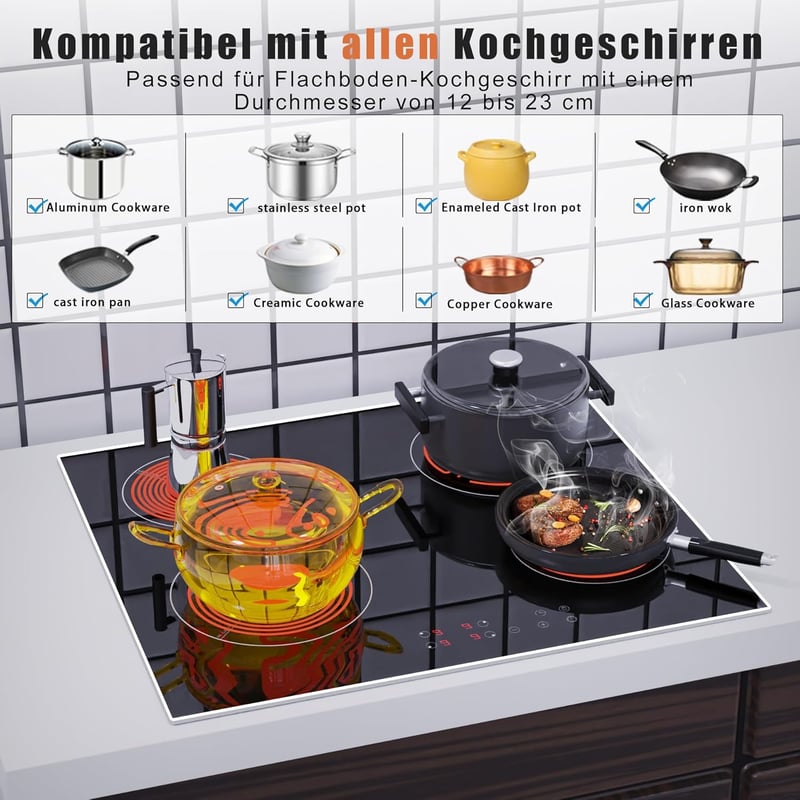Karinear 4 égőfejes üvegkerámia főzőlap 60cm érintésvezérlés időzítő