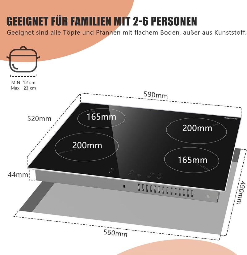 Karinear 4 égőfejes üvegkerámia főzőlap 60cm érintésvezérlés időzítő