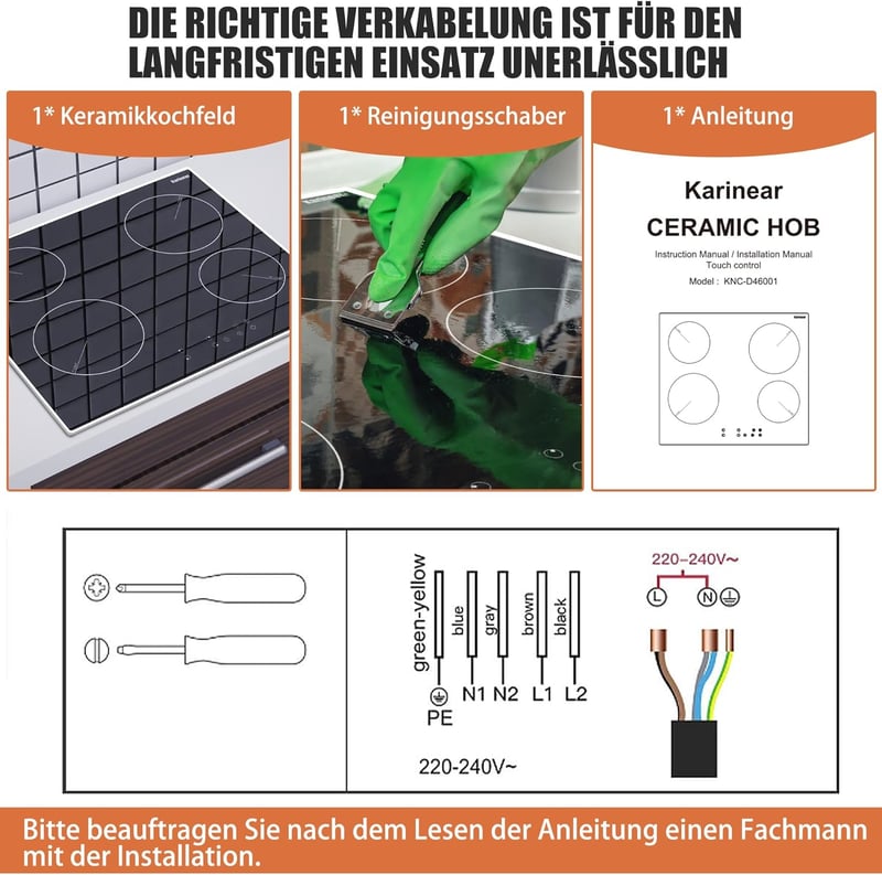 Karinear 4 égőfejes üvegkerámia főzőlap 60cm érintésvezérlés időzítő