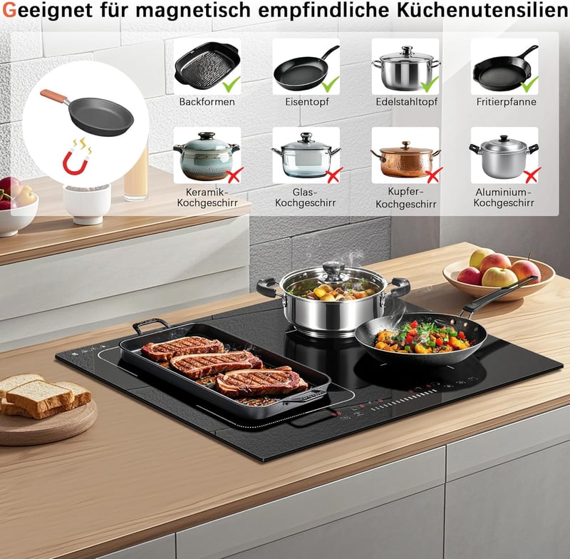 Karinear 4 zónás beépíthető indukciós főzőlap 60 cm Flex Zone csúszkával