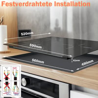 Karinear 60 cm beépíthető indukciós főzőlap 3 zónás érintésvezérléssel és időzítővel 6