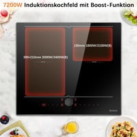 Karinear 60 cm-es Indukciós Főzőlap Dupla Flex Zónával - 4 Főzőmezős, Mágneses Gomb/Érintésvezérlés, Időzítő, Booster Funkcióval, 7200W 3