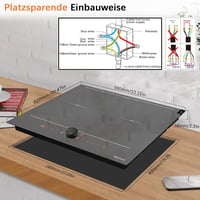 Karinear 60 cm-es Indukciós Főzőlap Dupla Flex Zónával - 4 Főzőmezős, Mágneses Gomb/Érintésvezérlés, Időzítő, Booster Funkcióval, 7200W 6
