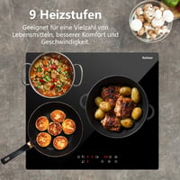 Plită ceramică încorporabilă Karinear, 60 cm, 3 zone, 5200W, control tactil, blocare pentru copii, temporizator. 5