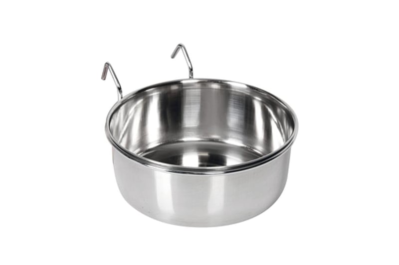 Castron din oțel inoxidabil Karlie cu sistem de agățare pentru hrană și apă, 600 ml, ø 12 cm, mărimea M