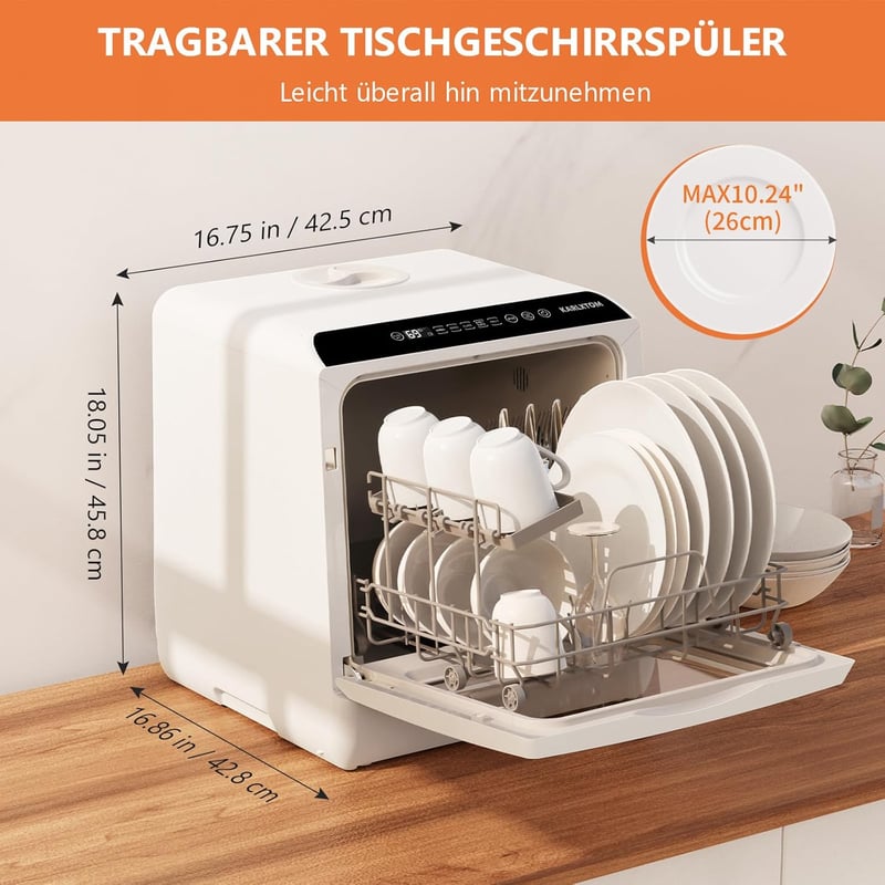 Karlxtom TDQR03A mini mosogatógép 6 program asztali freestanding
