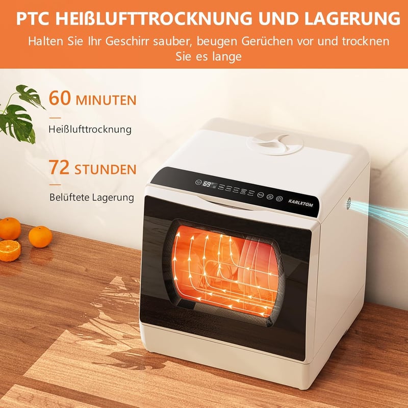 Karlxtom TDQR03A mini mosogatógép 6 program asztali freestanding