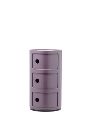Dulap de depozitare rotund Kartell Componibili cu 3 elemente - Violet, bază rotundă