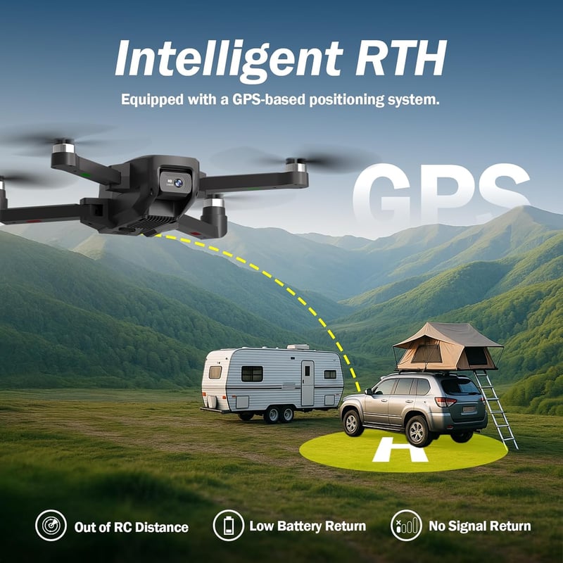 karuisrc GPS Drón HD Kamerával Felnőtteknek, Automatikus Visszatérés, Gesztus Vezérlés