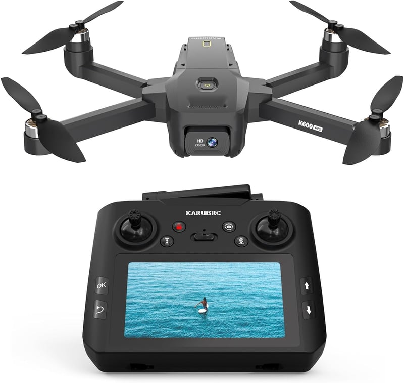 karuisrc K600GPS Drón 4,5" LCD Kijelzős Távirányítóval - GPS Automatikus Visszatérés, 1080P HD Kamera, 32GB SD Kártya, Optikai Áramlás, 400m
