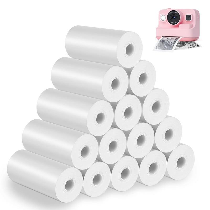 Termopapier Kasanni pre detské instantné fotoaparáty, 15 kotúčov bieleho termopapiera, 57 mm x 500 mm, na fotografie, nálepky a scrapbooking