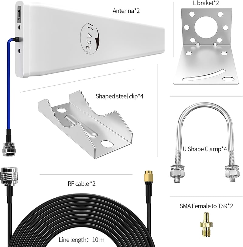 Kaser LPDA 5G/4G LTE Mimo Antenna 12dBi TS9 Adapter 10m Kábellel