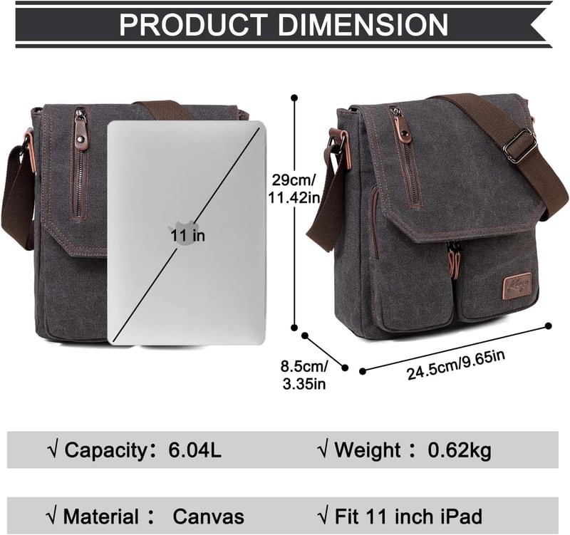 Kasgo férfi vászon válltáska vízálló messenger crossbody