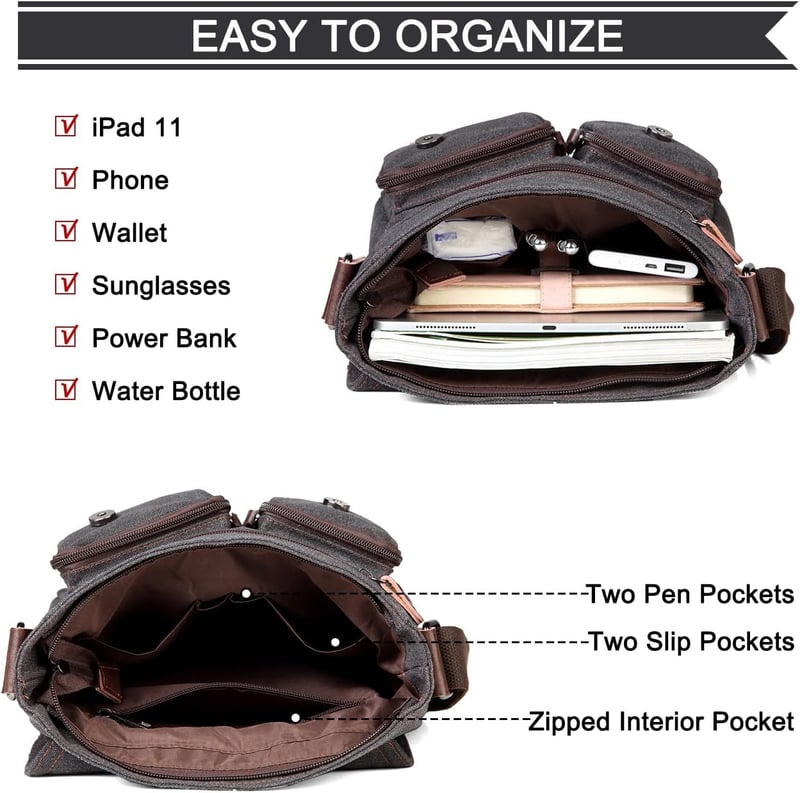 Kasgo férfi vászon válltáska vízálló messenger crossbody