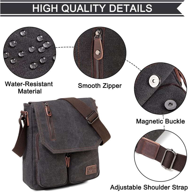 Kasgo férfi vászon válltáska vízálló messenger crossbody