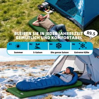 Saltea de camping autogonflabilă KASIMO cu pernă din spumă cu memorie, valoare R 9.5, saltea din burete gonflabilă ultra-groasă, portabilă, pentru activități în aer liber, mașină și cort 2