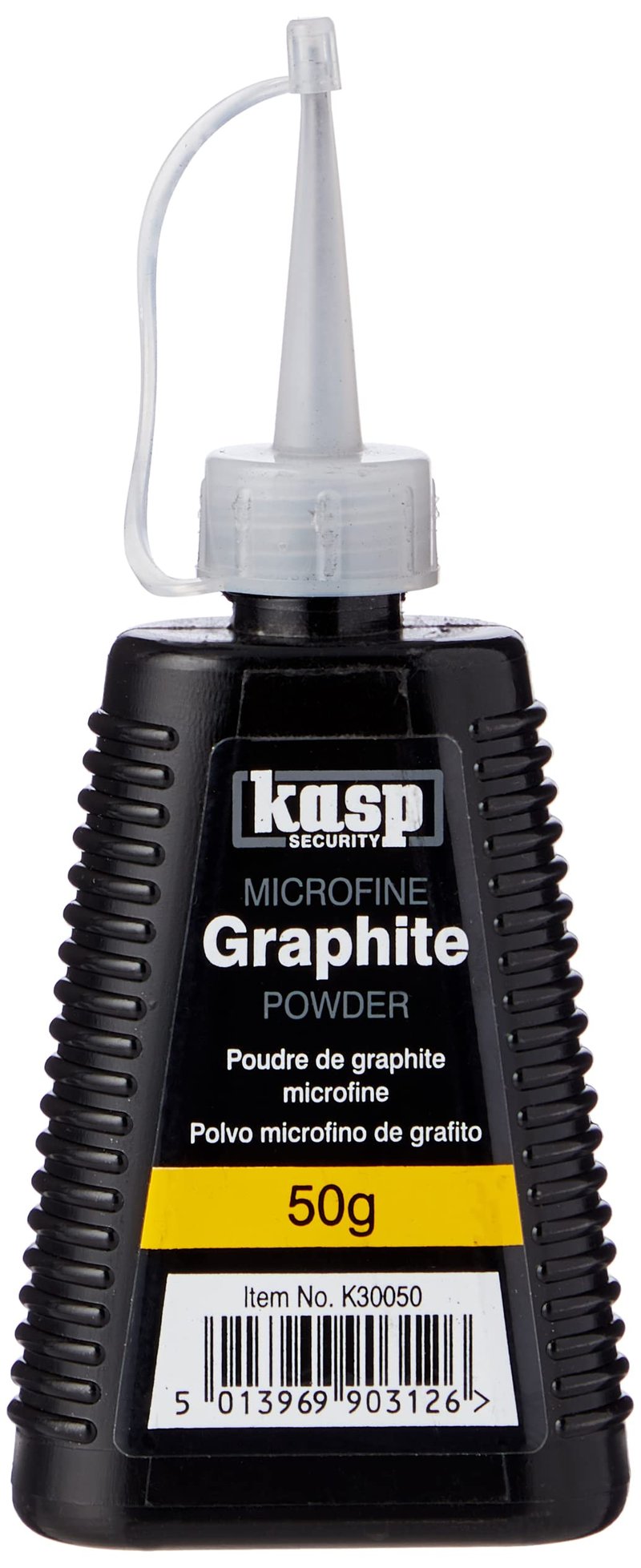 Grafitový prášok Kasp K30050 na cylindrické vložky a visiace zámky, suché mazivo, bez zápachu a bez mastnoty, 50 g